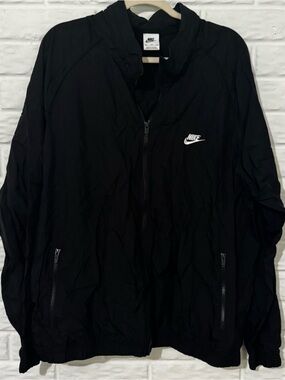 90s Nike Windbreaker Jacket Women’s 2X XXL Black Running Packable Hood